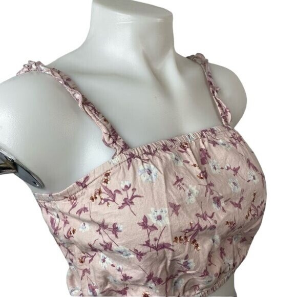 Ivy & Main Floral Tube Tank Pink Lavender Crop Tank Top Size XS& - Picture 5 of 7